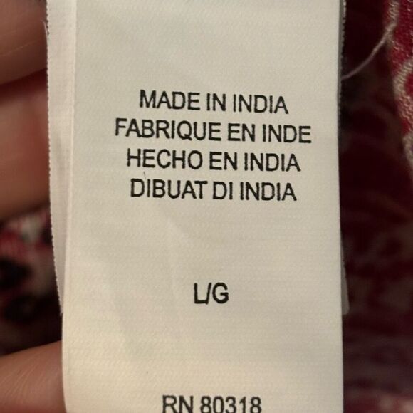 Lucky Brand L boho print wide boat neck soft rayon knit back vent top - Picture 9 of 11